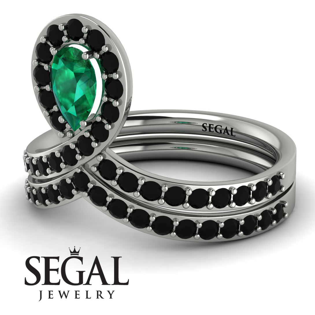 Emerald Pear Shape Stacking Bridal Set - Emilia No. 36