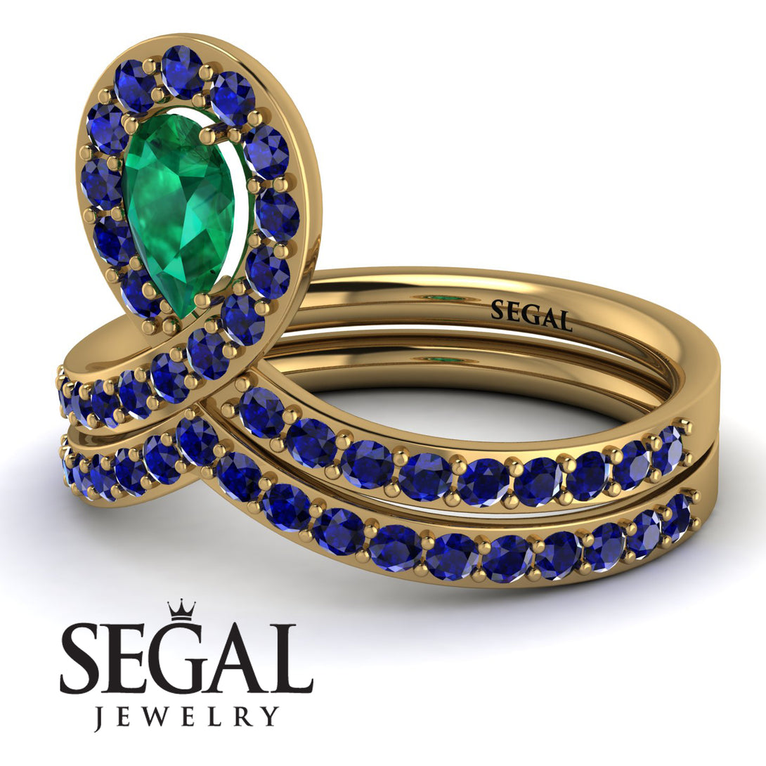 Emerald Pear Shape Stacking Bridal Set - Emilia No. 64