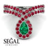 Emerald Pear Shape Stacking Bridal Set - Emilia No. 51