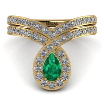 Emerald Pear Shape Stacking Bridal Set - Emilia No. 4 image 1