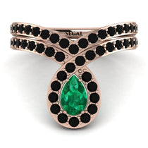 Emerald Pear Shape Stacking Bridal Set - Emilia No. 35 image 1