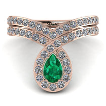 Emerald Pear Shape Stacking Bridal Set - Emilia No. 5 image 1