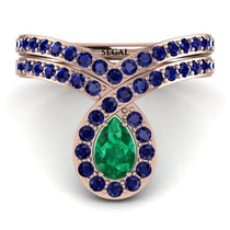 Emerald Pear Shape Stacking Bridal Set - Emilia No. 65 image 1