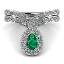 Emerald Pear Shape Stacking Bridal Set - Emilia No. 6 image 1