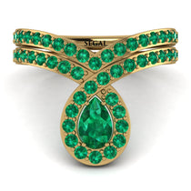 Emerald Pear Shape Stacking Bridal Set - Emilia No. 19 image 1