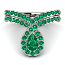 Emerald Pear Shape Stacking Bridal Set - Emilia No. 21 image 1