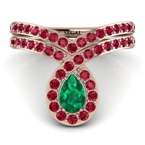 Emerald Pear Shape Stacking Bridal Set - Emilia No. 50 image 1