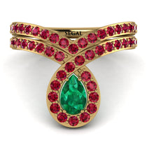 Emerald Pear Shape Stacking Bridal Set - Emilia No. 49 image 1