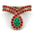 Emerald Pear Shape Stacking Bridal Set - Emilia No. 49