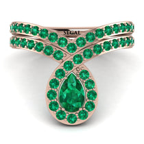 Emerald Pear Shape Stacking Bridal Set - Emilia No. 20 image 1