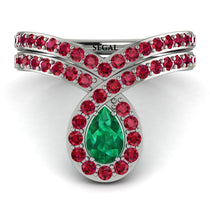 Emerald Pear Shape Stacking Bridal Set - Emilia No. 51 image 1