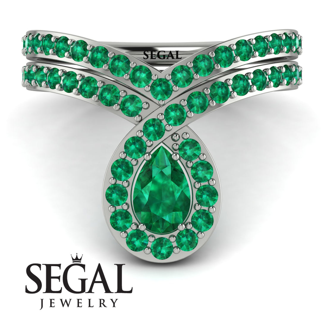 Emerald Pear Shape Stacking Bridal Set - Emilia No. 21