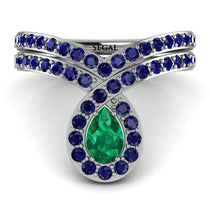 Emerald Pear Shape Stacking Bridal Set - Emilia No. 66 image 1