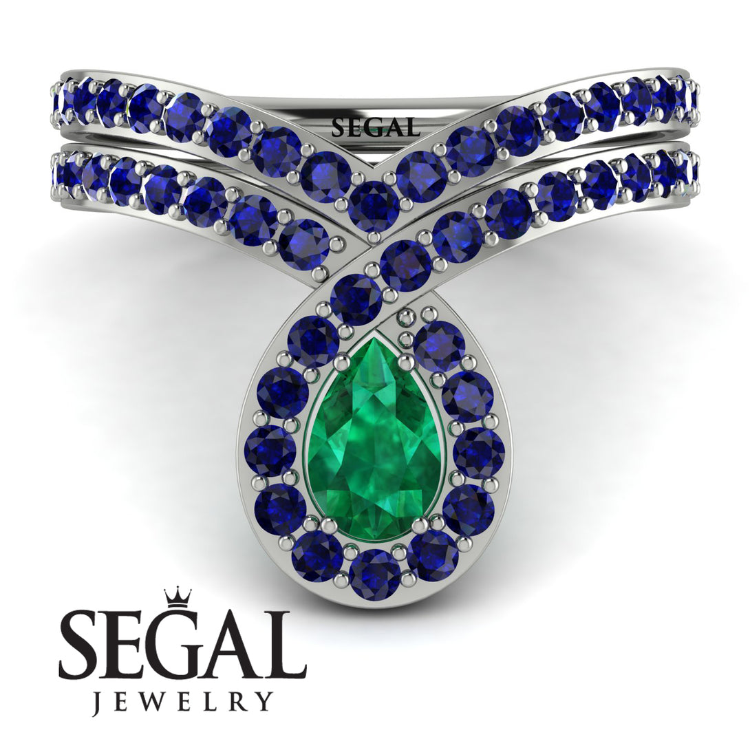 Emerald Pear Shape Stacking Bridal Set - Emilia No. 66