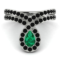 Emerald Pear Shape Stacking Bridal Set - Emilia No. 36 image 1