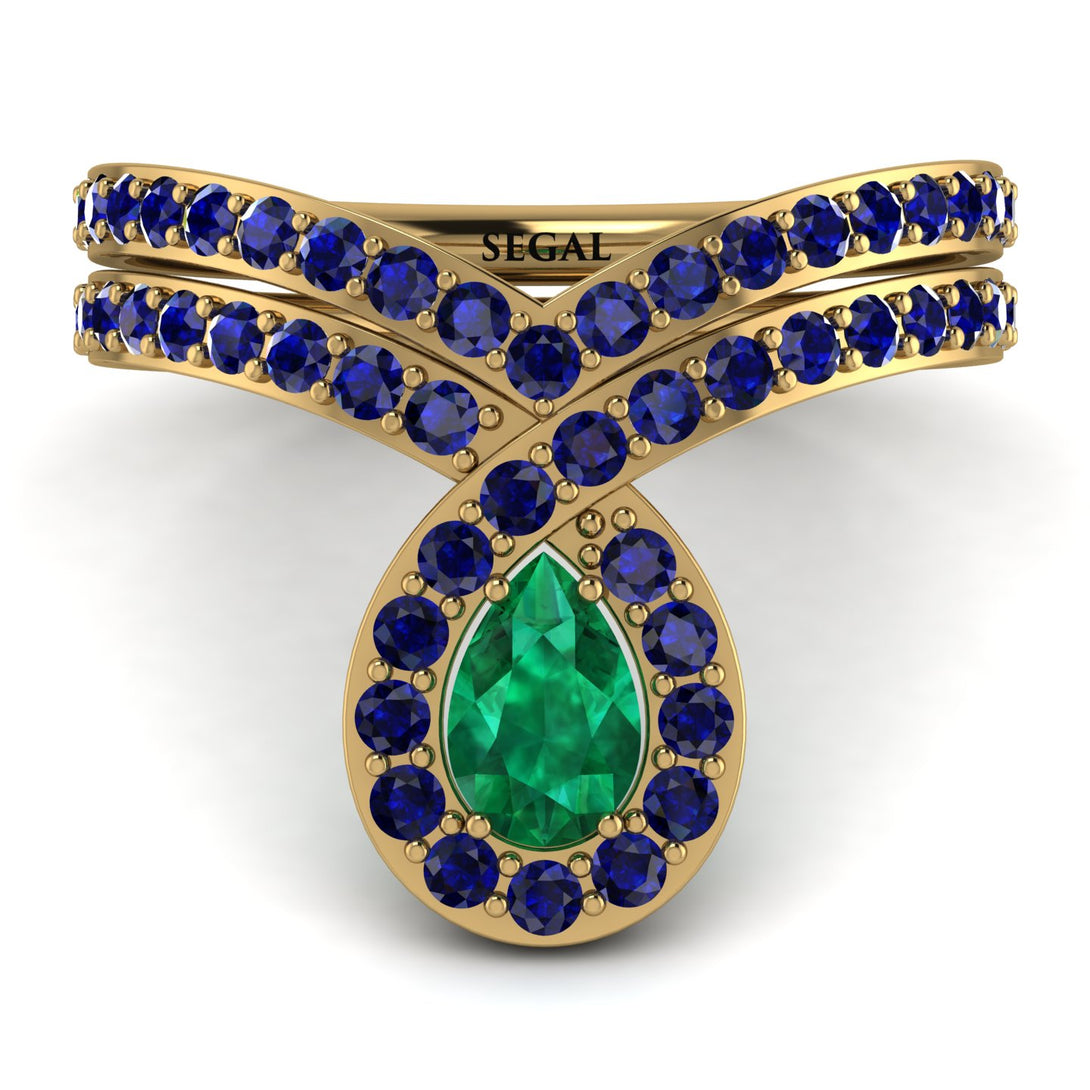 Emerald Pear Shape Stacking Bridal Set - Emilia No. 64