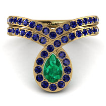 Emerald Pear Shape Stacking Bridal Set - Emilia No. 64 image 1