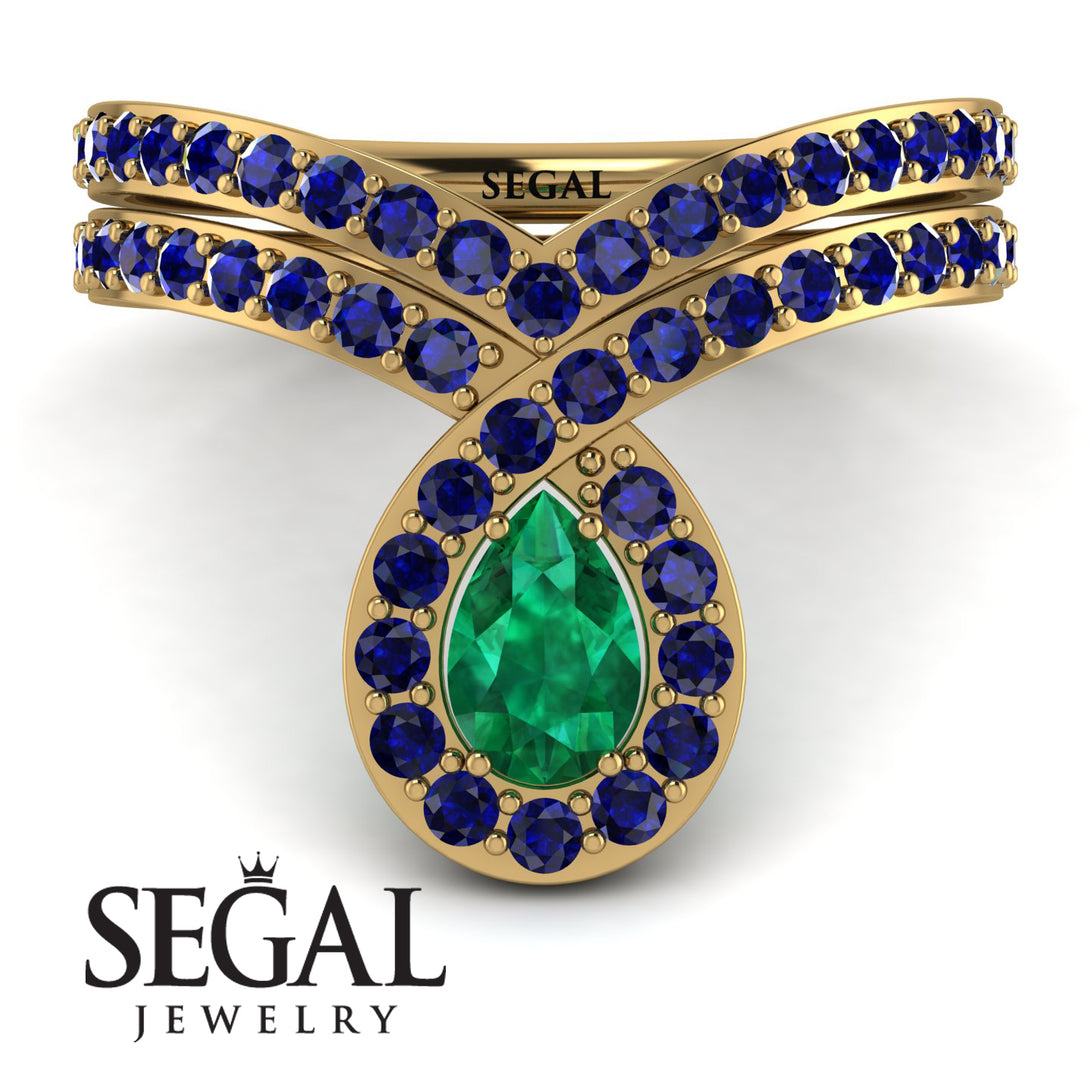 Emerald Pear Shape Stacking Bridal Set - Emilia No. 64