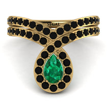Emerald Pear Shape Stacking Bridal Set - Emilia No. 34 image 1
