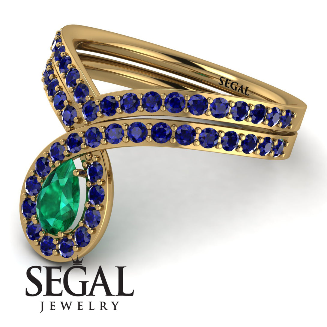 Emerald Pear Shape Stacking Bridal Set - Emilia No. 64