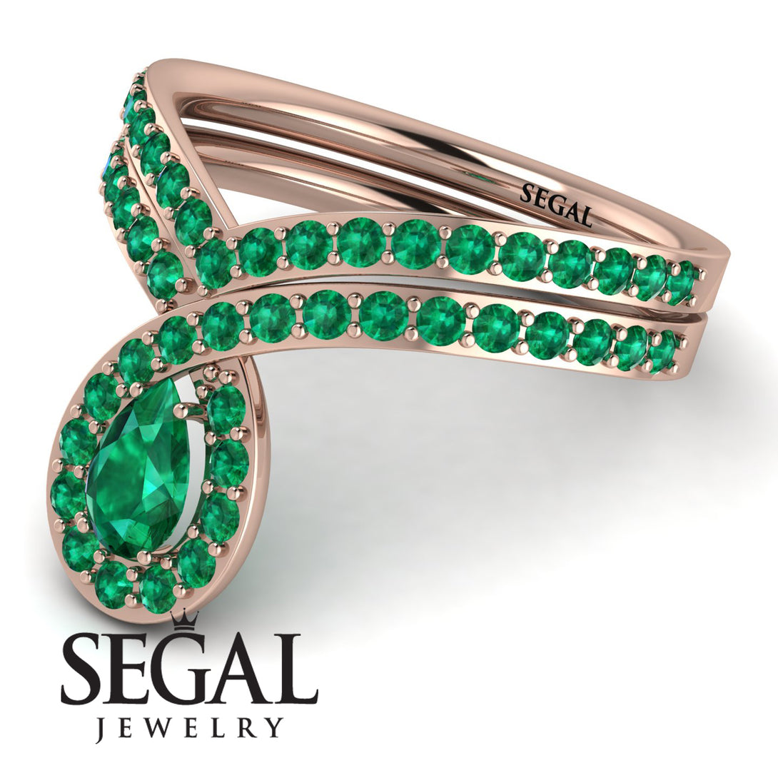 Emerald Pear Shape Stacking Bridal Set - Emilia No. 20