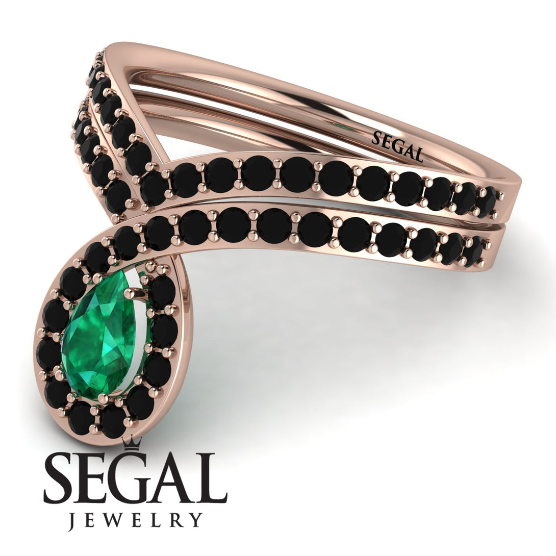 Emerald Pear Shape Stacking Bridal Set - Emilia No. 35