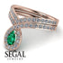 Emerald Pear Shape Stacking Bridal Set - Emilia No. 5