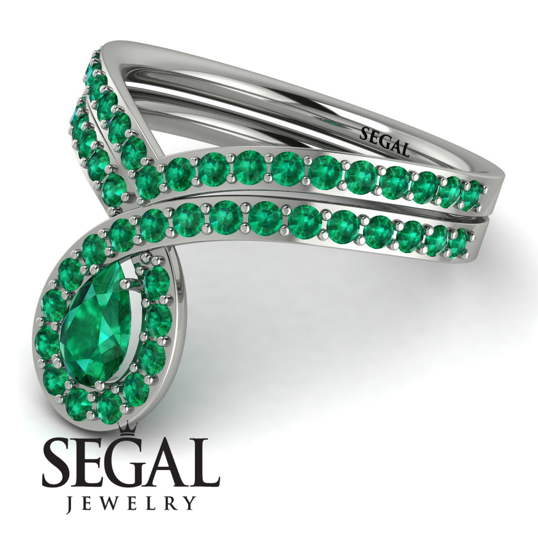 Emerald Pear Shape Stacking Bridal Set - Emilia No. 21