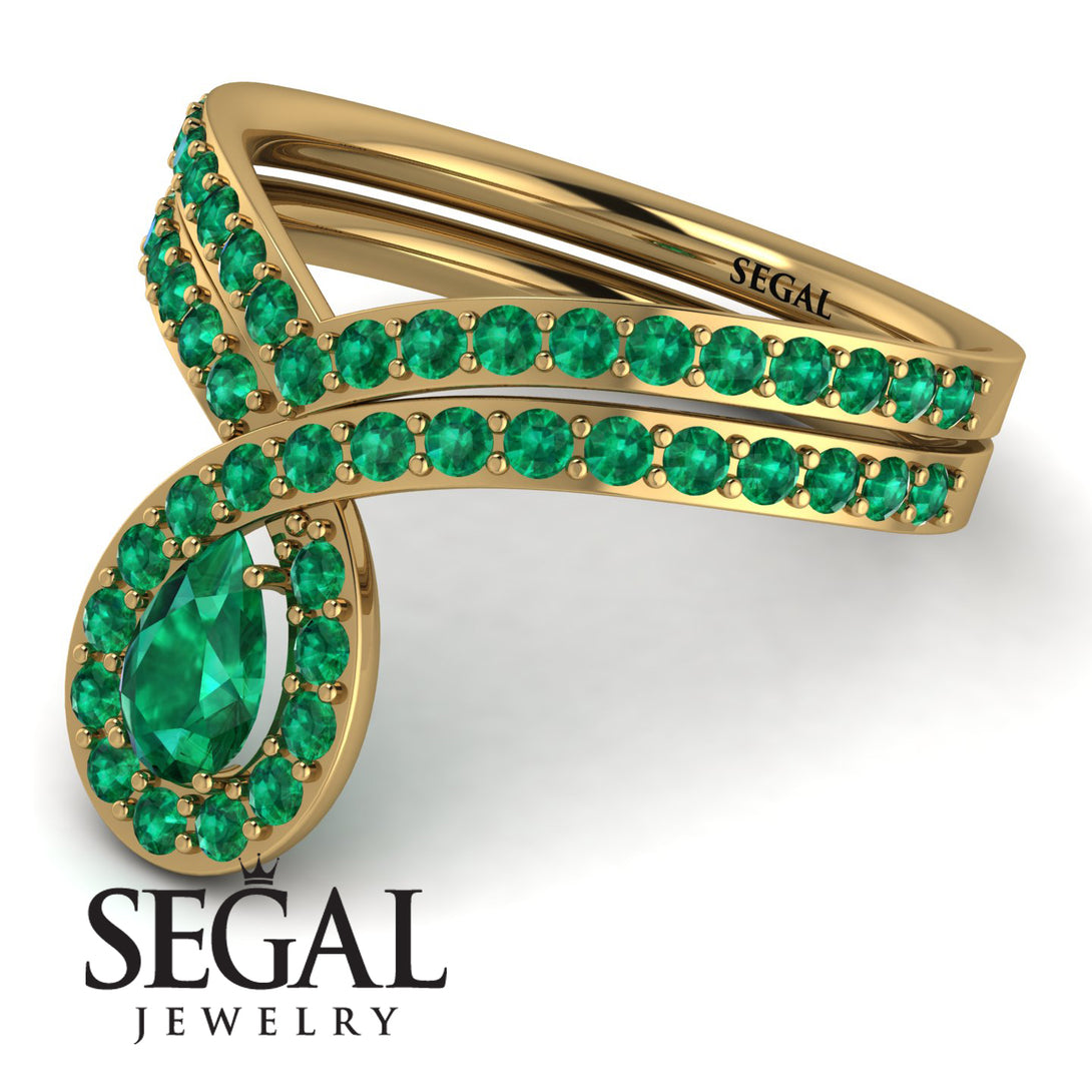 Emerald Pear Shape Stacking Bridal Set - Emilia No. 19