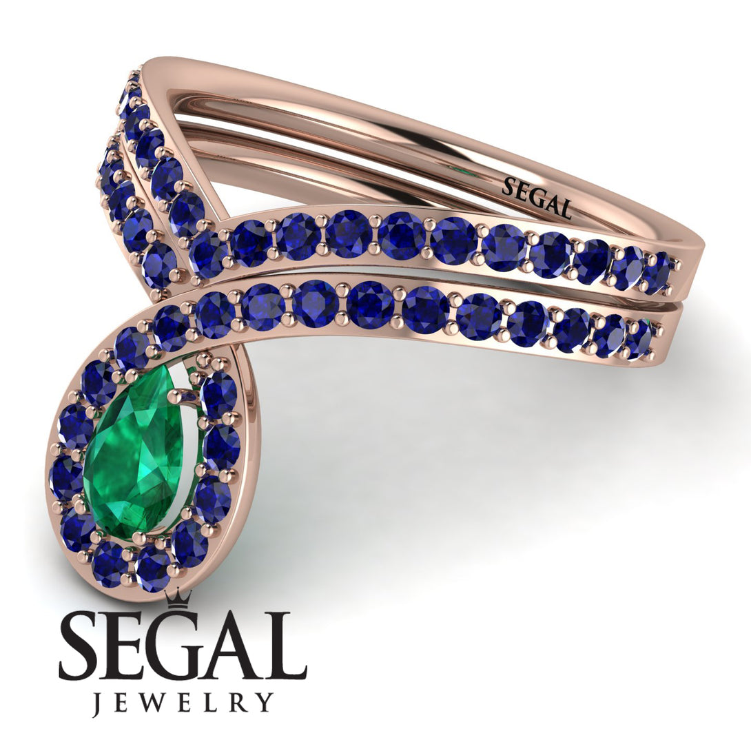 Emerald Pear Shape Stacking Bridal Set - Emilia No. 65