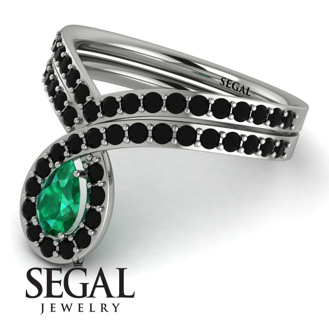 Emerald Pear Shape Stacking Bridal Set - Emilia No. 36