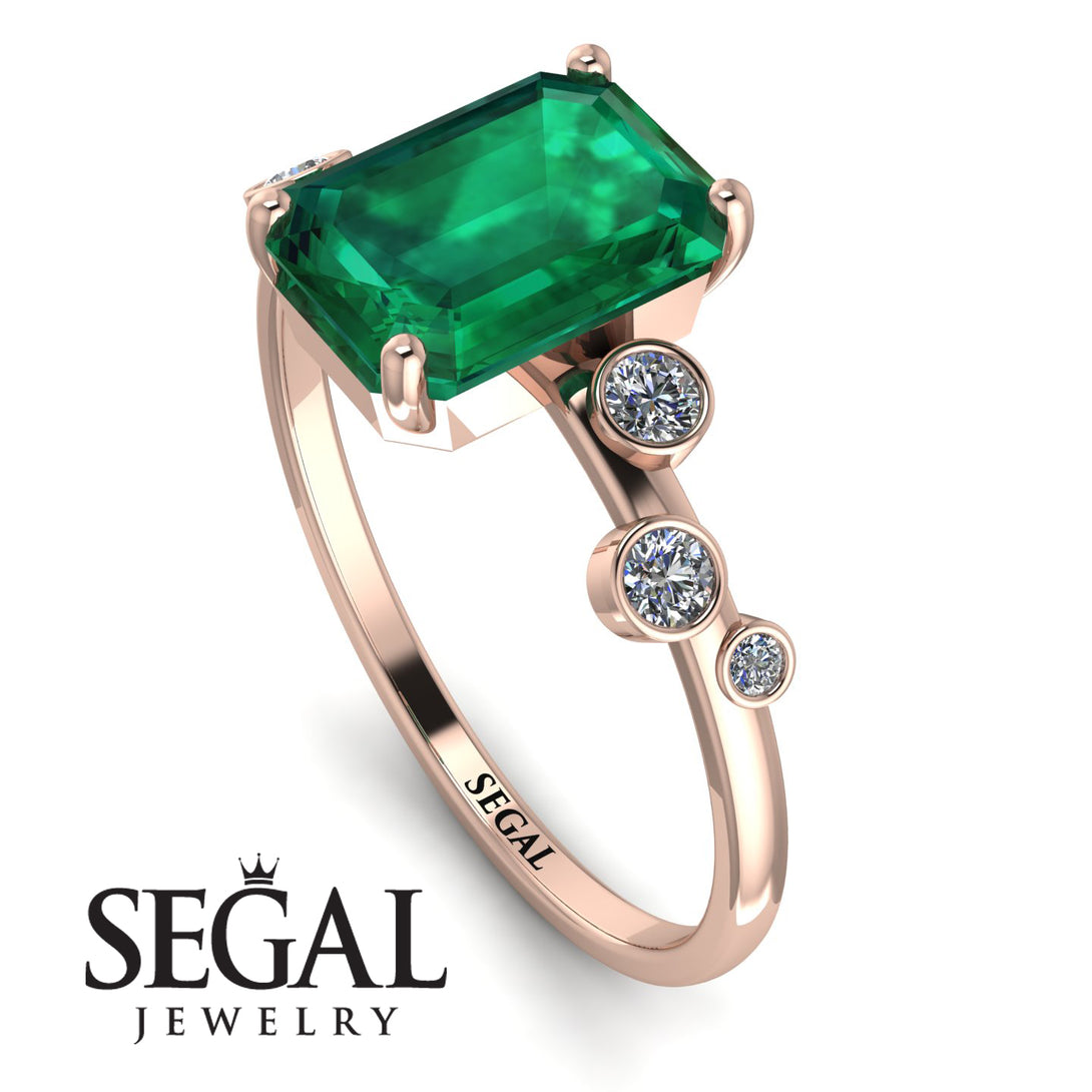 Emerald Cut Emerald Ring With Bezel - Alina No. 5