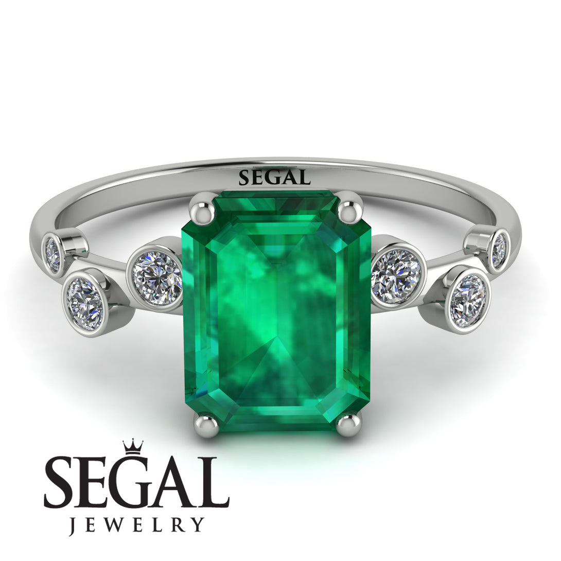 Emerald Cut Emerald Ring With Bezel - Alina No. 6