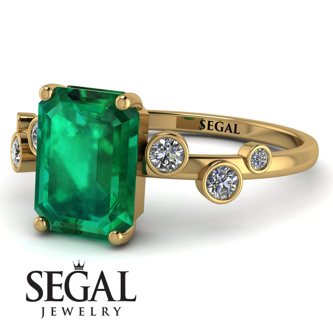 Emerald Cut Emerald Ring With Bezel - Alina No. 4