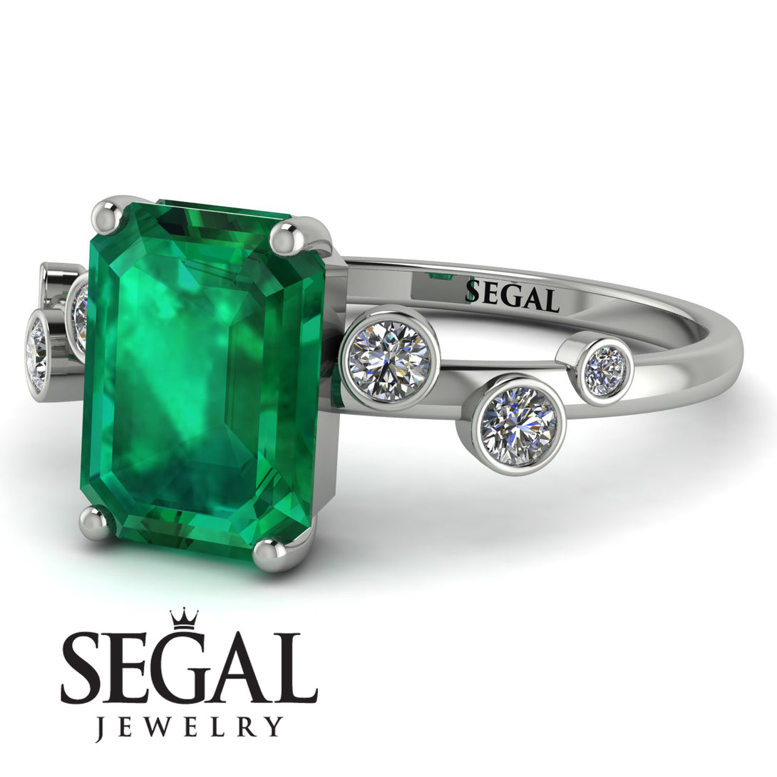 Emerald Cut Emerald Ring With Bezel - Alina No. 6