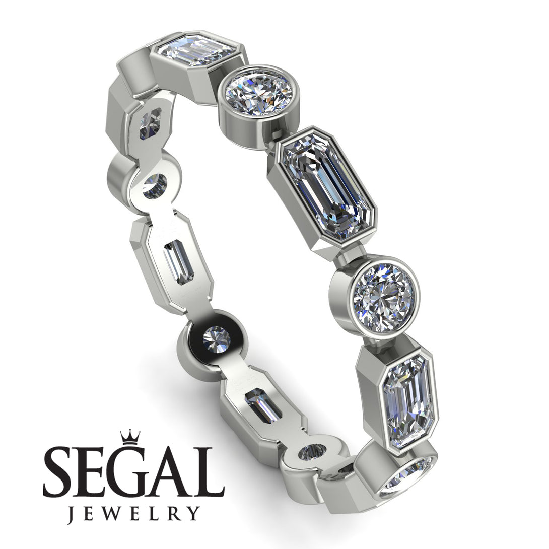 Emerald Cut Diamond Bezel Eternity Ring - Genevieve No. 3