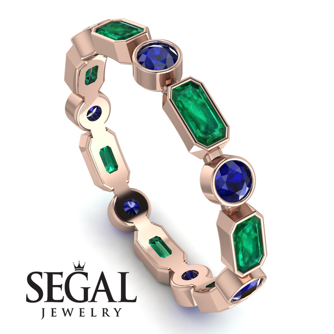 Emerald Cut Emerald Bezel Eternity Ring - Genevieve No. 65