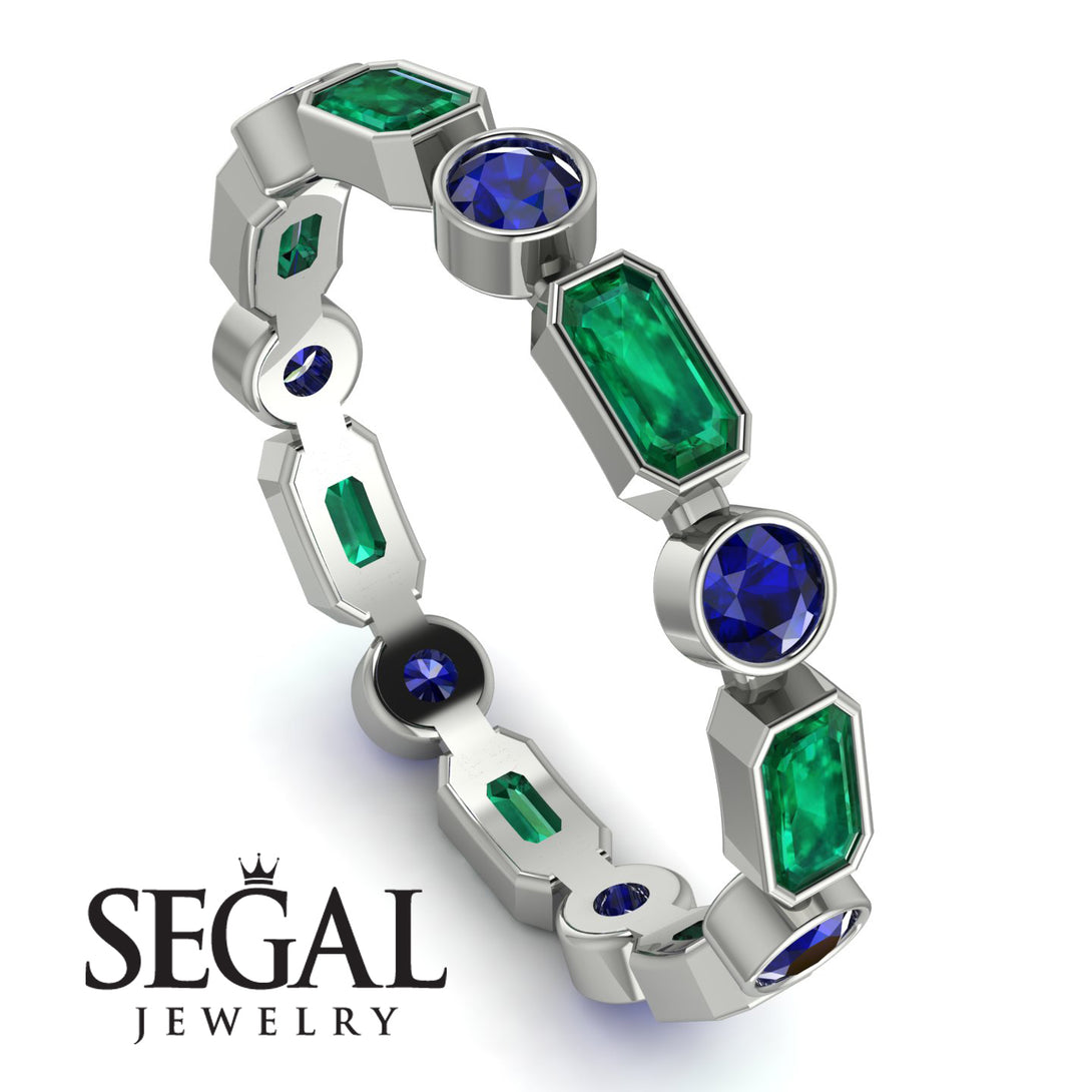 Emerald Cut Emerald Bezel Eternity Ring - Genevieve No. 66