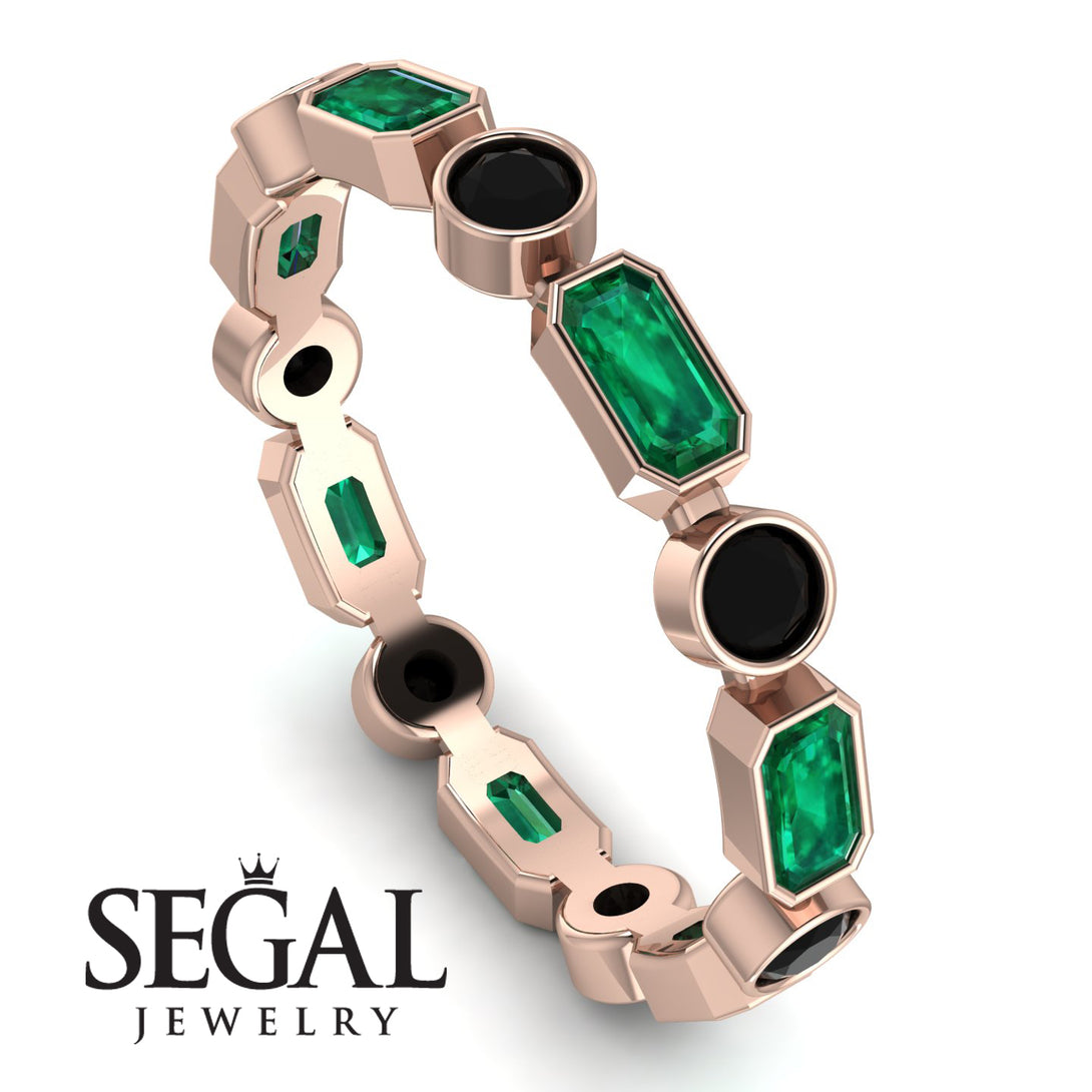 Emerald Cut Emerald Bezel Eternity Ring - Genevieve No. 35
