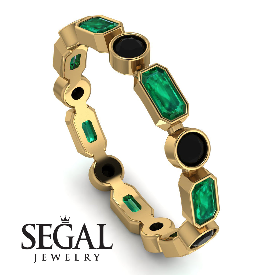 Emerald Cut Emerald Bezel Eternity Ring - Genevieve No. 34