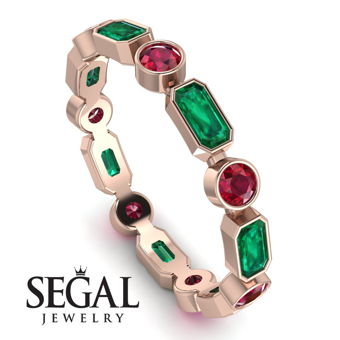 Emerald Cut Emerald Bezel Eternity Ring - Genevieve No. 50