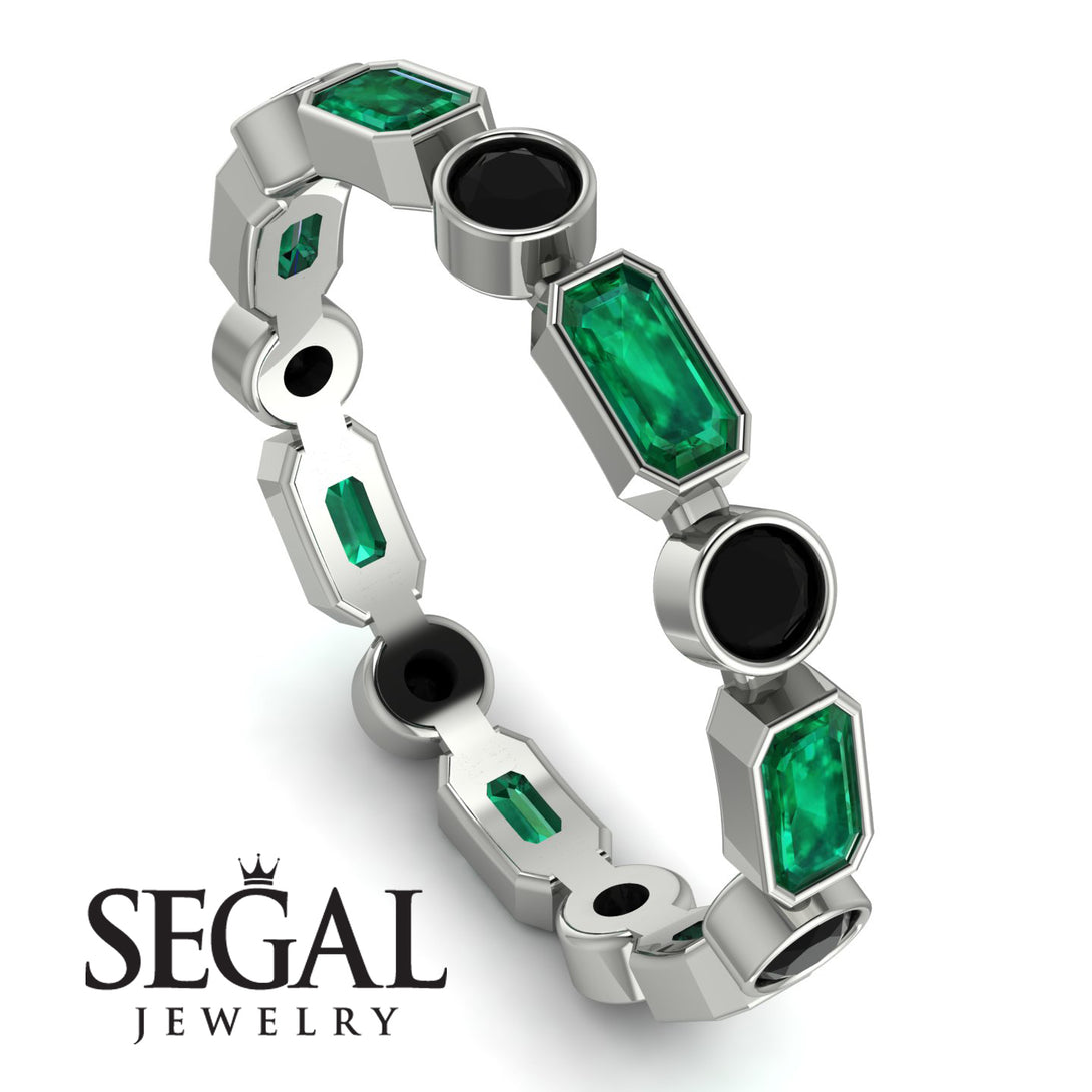 Emerald Cut Emerald Bezel Eternity Ring - Genevieve No. 36