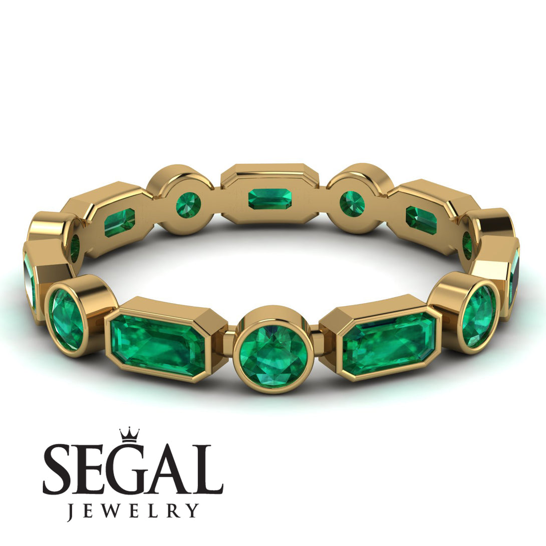 Emerald Cut Emerald Bezel Eternity Ring - Genevieve No. 19