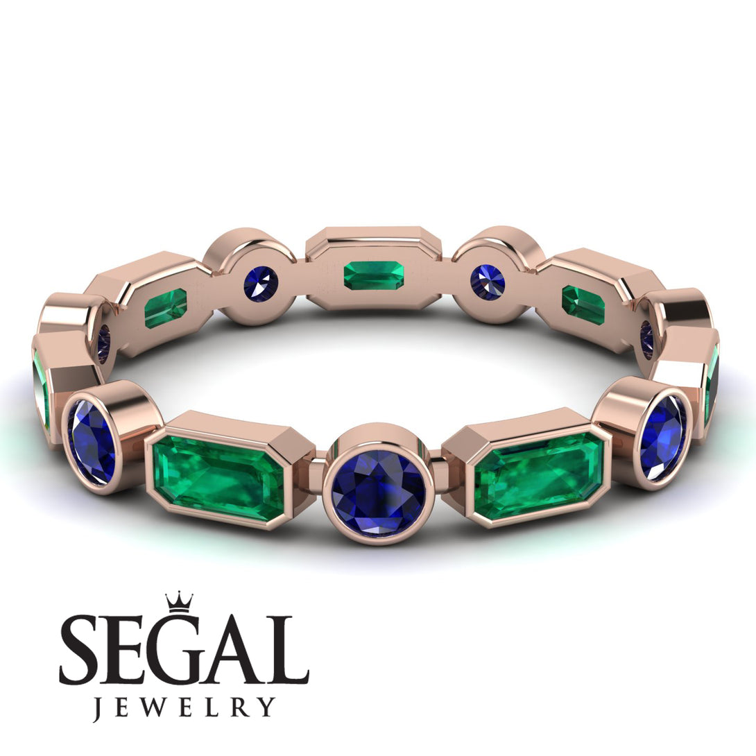 Emerald Cut Emerald Bezel Eternity Ring - Genevieve No. 65