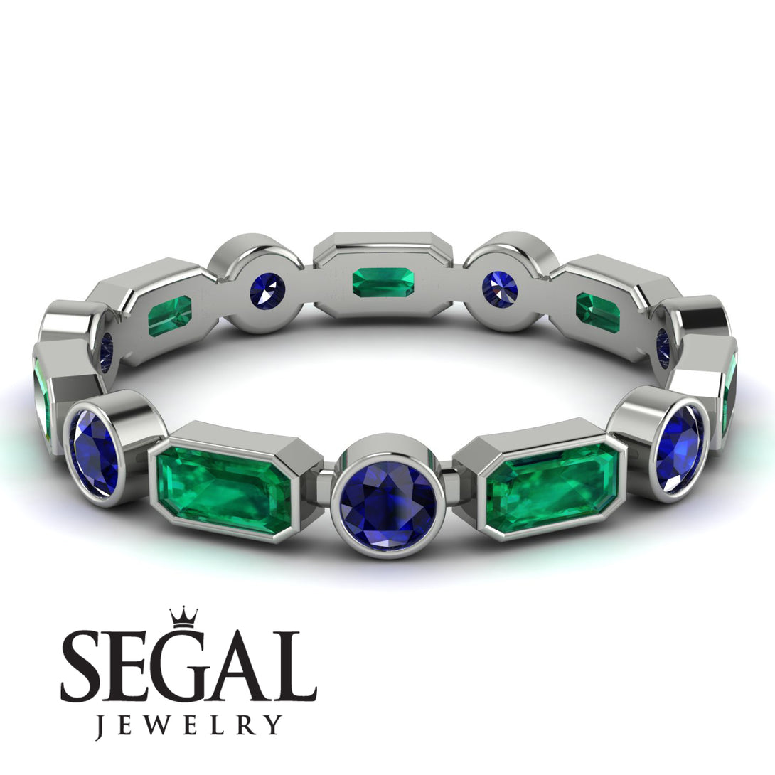 Emerald Cut Emerald Bezel Eternity Ring - Genevieve No. 66
