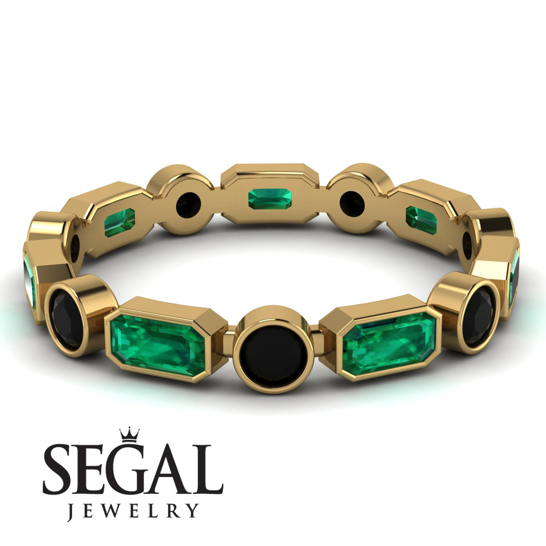 Emerald Cut Emerald Bezel Eternity Ring - Genevieve No. 34
