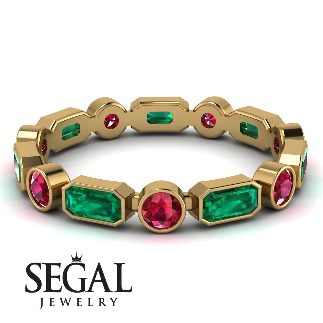 Emerald Cut Emerald Bezel Eternity Ring - Genevieve No. 49