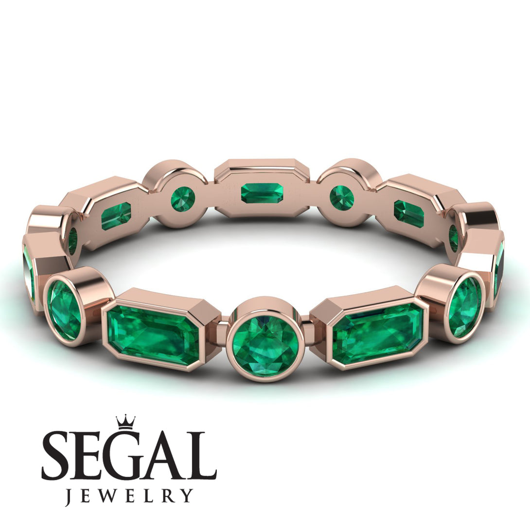 Emerald Cut Emerald Bezel Eternity Ring - Genevieve No. 20