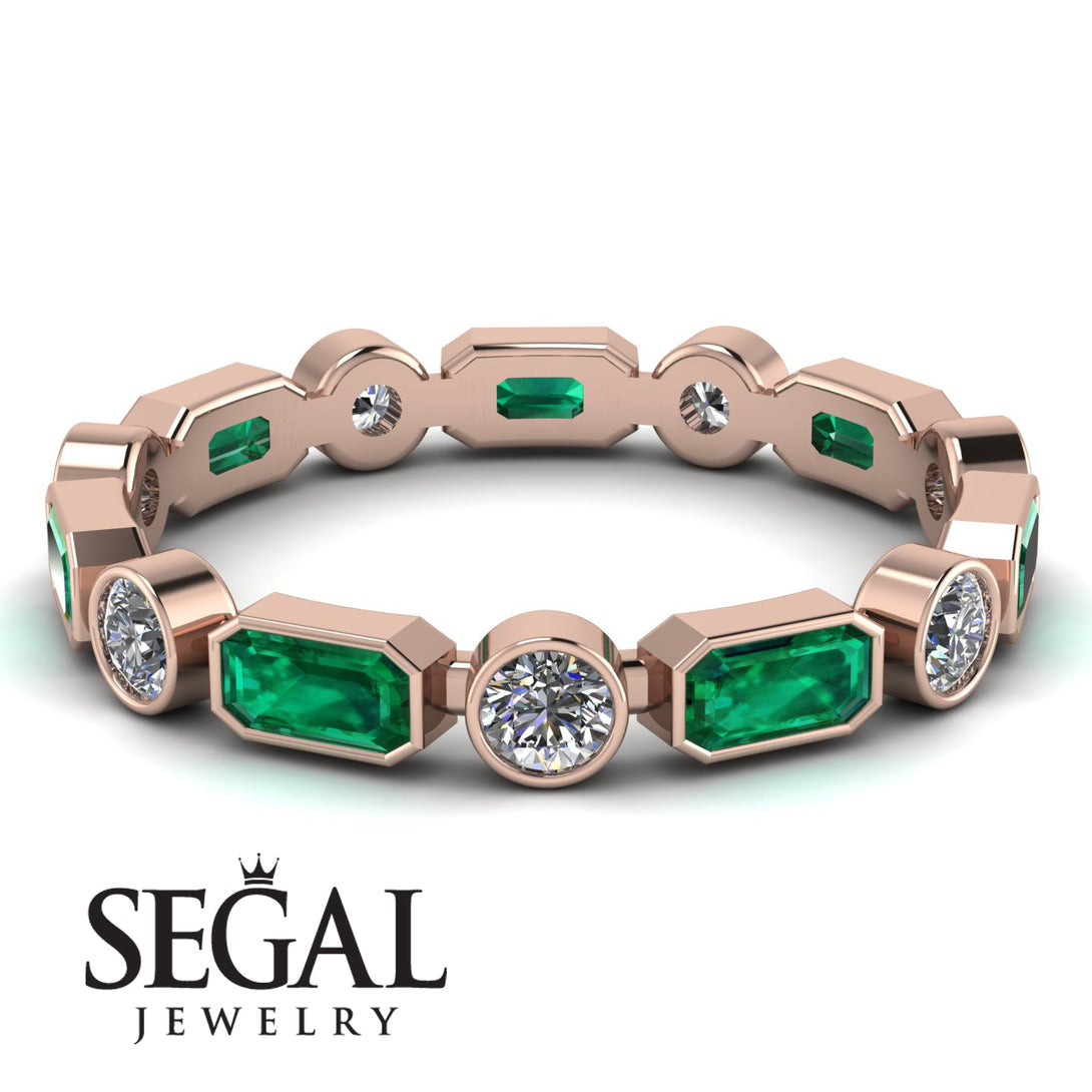 Emerald Cut Emerald Bezel Eternity Ring - Genevieve No. 5
