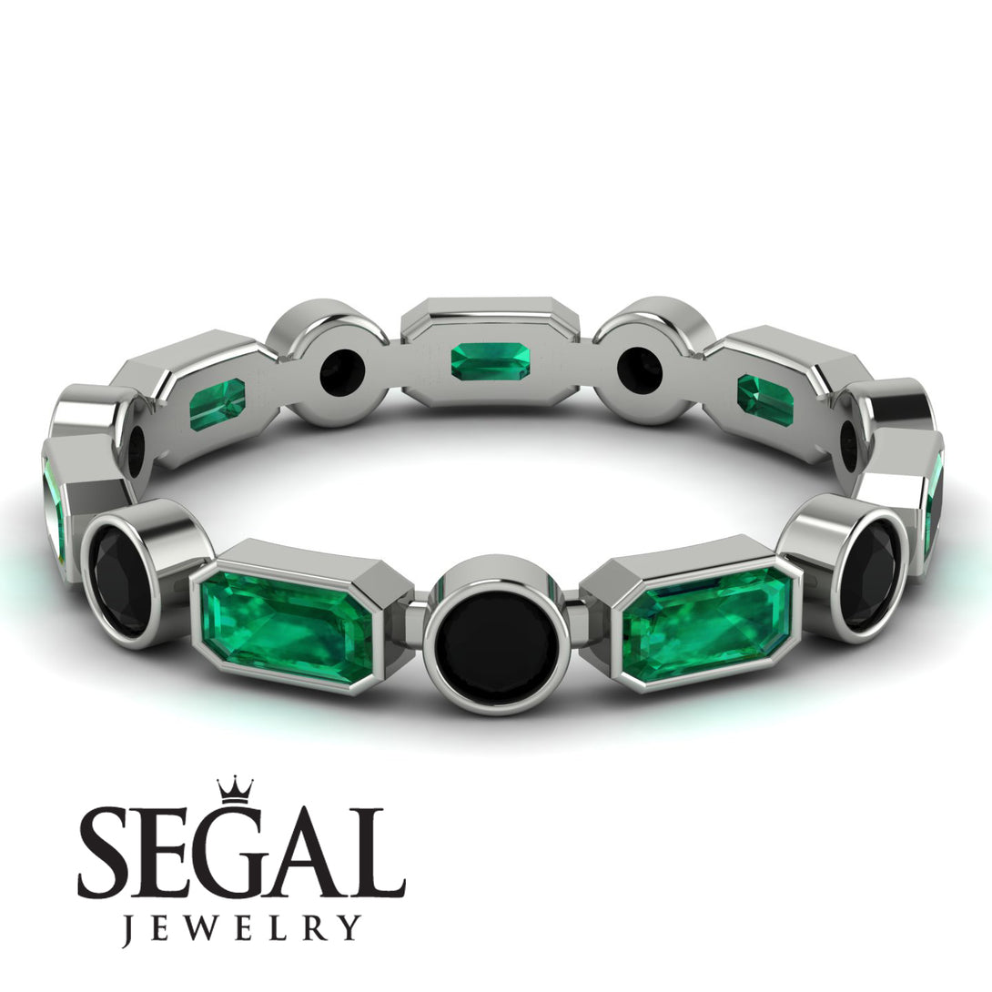 Emerald Cut Emerald Bezel Eternity Ring - Genevieve No. 36